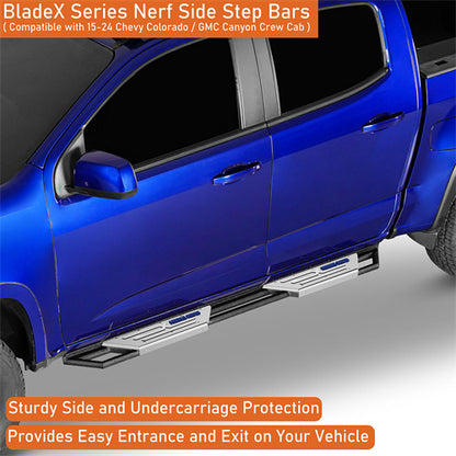 Off Road Nerf Side Step Bars For 2015-2024 Chevy Colorado Crew Cab & GMC Canyon Crew Cab - Ultralisk4x4 -u9104-4