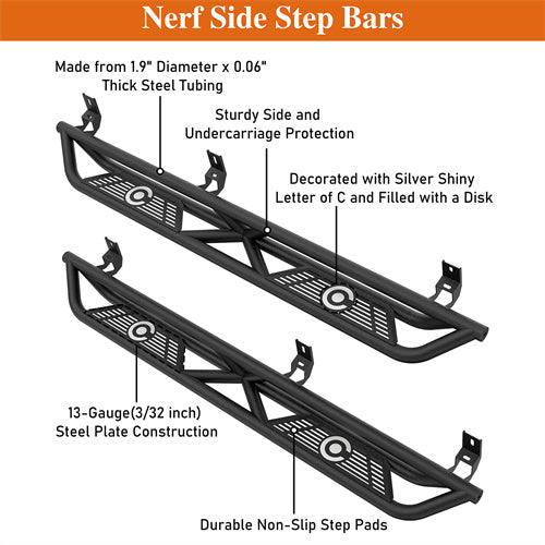 Off Road Nerf Side Step Bars For 2015-2025 Chevy Colorado Crew Cab & GMC Canyon Crew Cab - Ultralisk4x4