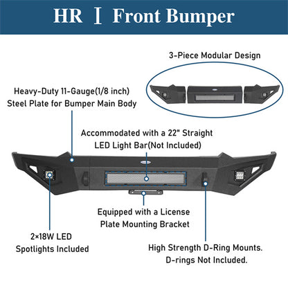 Offroad Front Bumper w/LED Spotlights (2019-2024 Dodge Ram 1500) - ultralisk4x4