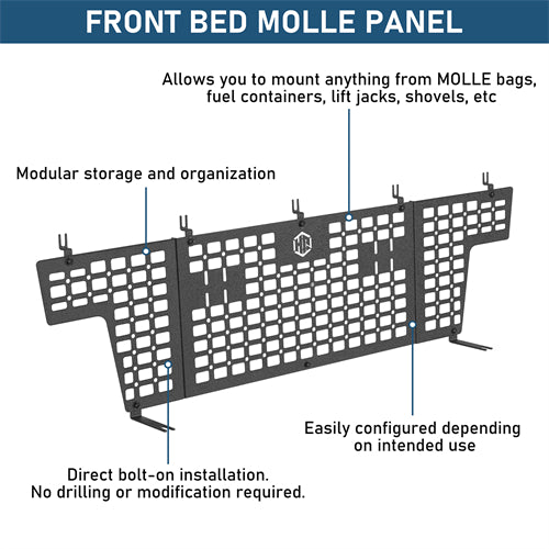 Front Bed MOLLE Panel For 2005-2023 Toyota Tacoma - Ultralisk4x4