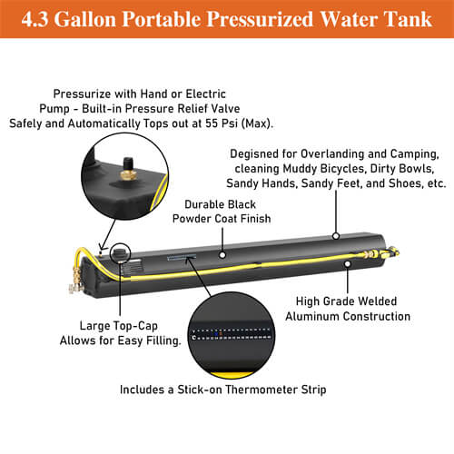 Portable Pressurized Water Tank Storage For Overland Off-Road Vehicles, Pick-up Trucks, Outdoor Activities Water Supply- Ultralisk4x4 - u9915s - 10
