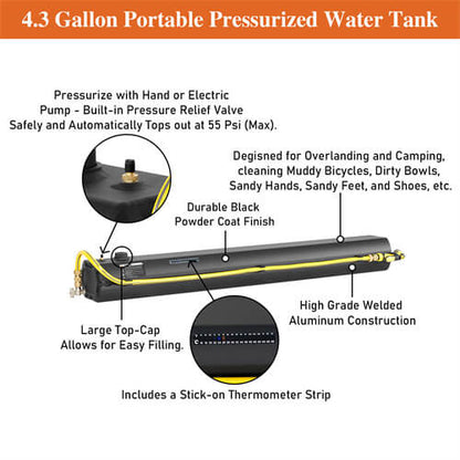 Portable Pressurized Water Tank Storage For Overland Off-Road Vehicles, Pick-up Trucks, Outdoor Activities Water Supply- Ultralisk4x4 - u9915s - 10