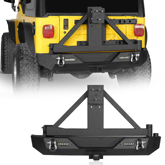 Explorer TJ Rear Bumper w/Tire Carrier & 2" Receiver Hitch for 1997-2006 Jeep Wrangler TJ Ultralisk 4x4 ULB.1010A+ULB.1010B  1 