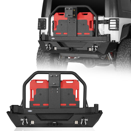 Rear Bumper with Rack Bar & Spare Tire Frame for 2007-2018 Jeep Wrangler JK - Ultralisk 4x4 ULB.2015A+ULB.2015B 1