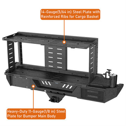Rear Bumper w/Double Cargo Carrier System For 2007-2018 Jeep Wrangler JK - Ultralisk4x4 - u2101s - 8
