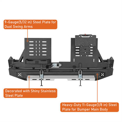 KarooCargo Rear Bumper w/ 5.3-Gallon Jerry Can Holder For 2010-2024 Toyota 4Runner - Ultralisk4x4