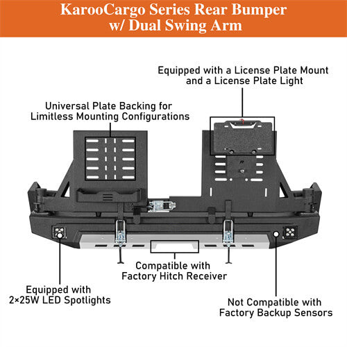 KarooCargo Rear Bumper w/ 5.3-Gallon Jerry Can Holder For 2010-2024 Toyota 4Runner - Ultralisk4x4