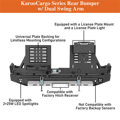 KarooCargo Rear Bumper w/ 5.3-Gallon Jerry Can Holder For 2010-2024 Toyota 4Runner - Ultralisk4x4