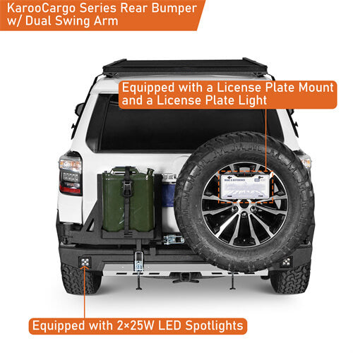 KarooCargo Rear Bumper w/ 5.3-Gallon Jerry Can Holder For 2010-2024 Toyota 4Runner - Ultralisk4x4