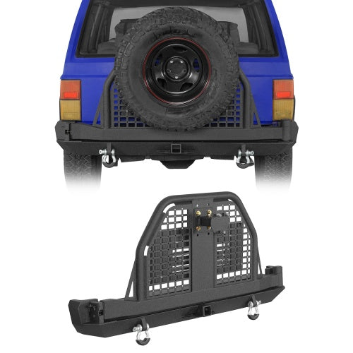 Road Trip Rear Bumper w/ Swing Out Tire Carrier & Foldable Table For 1984-2001 Jeep Cherokee XJ - Ultralisk4x4