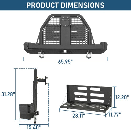 Road Trip Rear Bumper w/ Swing Out Tire Carrier & Foldable Table For 1984-2001 Jeep Cherokee XJ - Ultralisk4x4