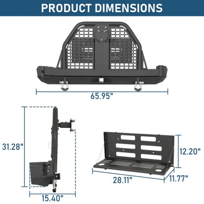 Road Trip Rear Bumper w/ Swing Out Tire Carrier & Foldable Table For 1984-2001 Jeep Cherokee XJ - Ultralisk4x4