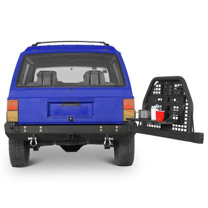 Road Trip Rear Bumper w/ Swing Out Tire Carrier & Foldable Table For 1984-2001 Jeep Cherokee XJ - Ultralisk4x4
