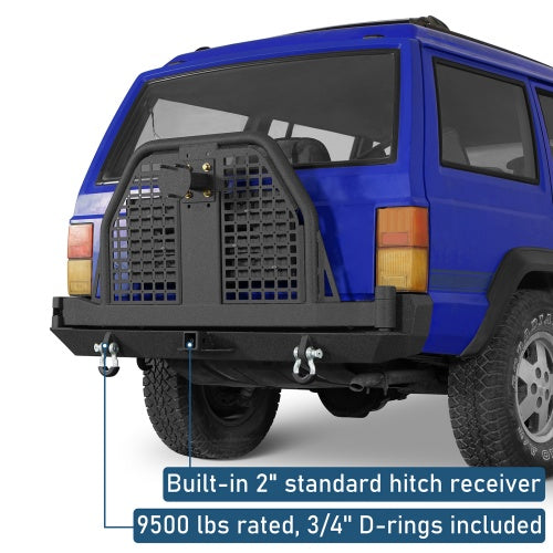 Road Trip Rear Bumper w/ Swing Out Tire Carrier & Foldable Table For 1984-2001 Jeep Cherokee XJ - Ultralisk4x4