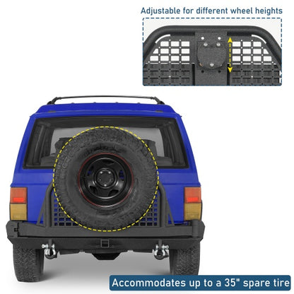 Road Trip Rear Bumper w/ Swing Out Tire Carrier & Foldable Table For 1984-2001 Jeep Cherokee XJ - Ultralisk4x4