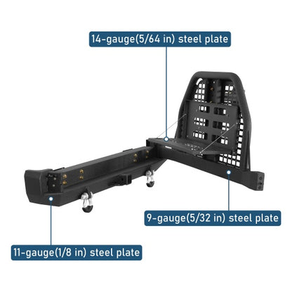 Road Trip Rear Bumper w/ Swing Out Tire Carrier & Foldable Table For 1984-2001 Jeep Cherokee XJ - Ultralisk4x4