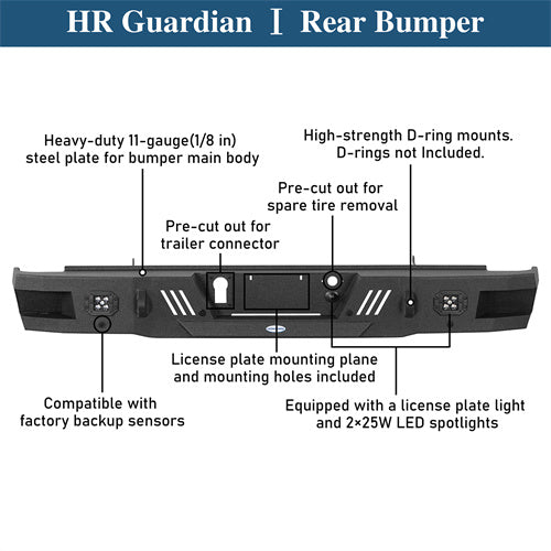 Rear Bumper For 2011-2019 Chevy Silverado 2500HD/3500HD & GMC Sierra 2500HD/3500HD - Ultralisk4x4