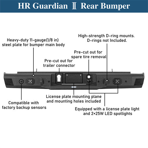Rear Bumper For 2011-2019 Chevy Silverado 2500HD/3500HD & GMC Sierra 2500HD/3500HD - Ultralisk4x4