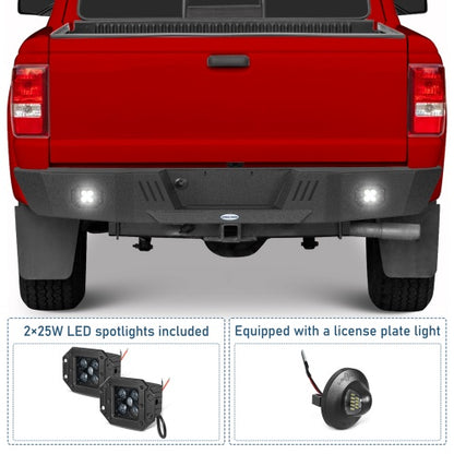 Off-Road Rear Bumper w/ LED Spotlights For 1993-2011 Ford Ranger Fleetside - Ultralisk4x4