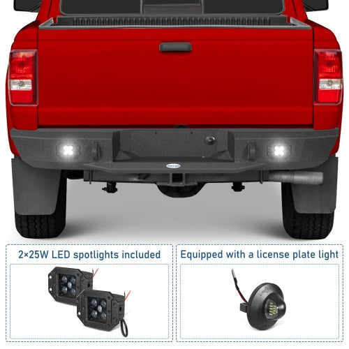 Road Trip Rear Bumper w/ LED Spotlights For 1993-2011 Ford Ranger Fleetside - Ultralisk4x4