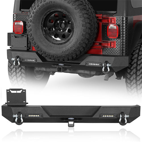 Car Bumper Rear Bumper w/ LED Lights For 1997-2006 Jeep Wrangler TJ - Ultralisk4x4