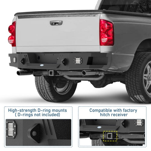 Ram 1500 Rear Bumper w/LED Floodlights For 2002-2008 Ram 1500 - Ultralisk 4x4