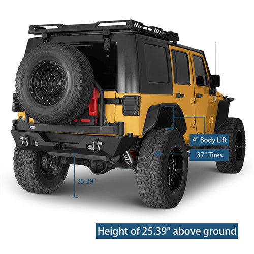 Full width Front Bumper & Rear Bumper w/Oil Drum Rack Bar(07-18 Jeep Wrangler JK) - ultralisk4x4