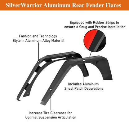 Road Trip Front & Rear Fender Flares w/ LED Lights For 2018-2026 Jeep Wrangler JL - Ultralisk4x4