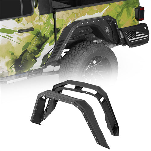 Armour Style Rear Fender Flares For 2020-2025 Jeep Gladiator JT - Ultralisk4x4-u7020-1