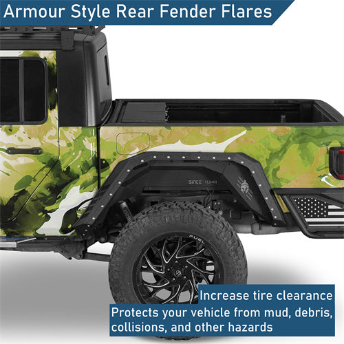Armour Style Rear Fender Flares For 2020-2025 Jeep Gladiator JT - Ultralisk4x4-u7020-4