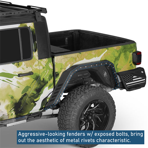 Armour Style Rear Fender Flares For 2020-2025 Jeep Gladiator JT - Ultralisk4x4-u7020-5