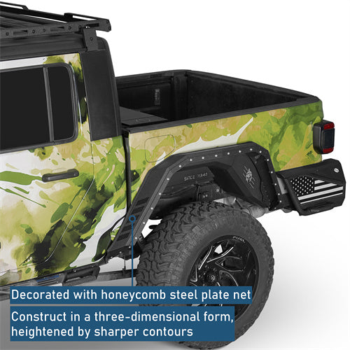 Armour Style Rear Fender Flares For 2020-2025 Jeep Gladiator JT - Ultralisk4x4-u7020-7