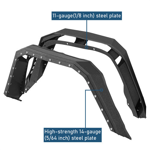 Armour Style Rear Fender Flares For 2020-2025 Jeep Gladiator JT - Ultralisk4x4-u7020-8