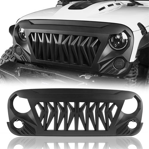 Shark Grille Matte Black Replacement Grill For 2007-2018 Jeep Wrangler JK - Ultralisk4x4