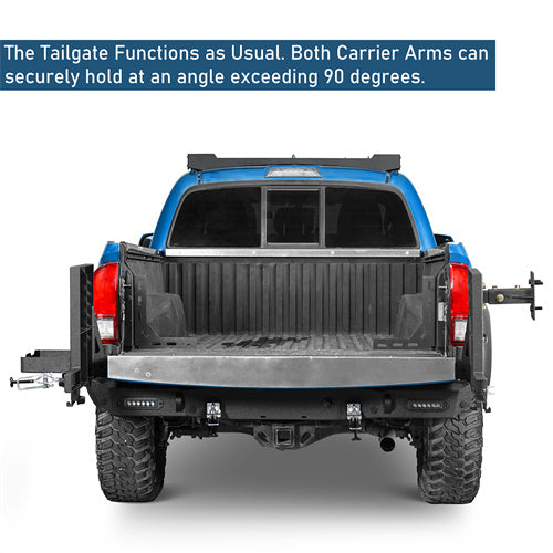 Road Trip Rear Bumper w/ Dual Swing Arms & Tire Carrier & 5.3-Gallon Jerry Can Holder For 2016-2023 Toyota Tacoma - Ultralisk4x4