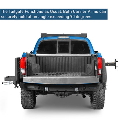 Road Trip Rear Bumper w/ Dual Swing Arms & Tire Carrier & 5.3-Gallon Jerry Can Holder For 2016-2023 Toyota Tacoma - Ultralisk4x4