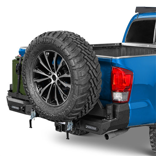Road Trip Rear Bumper w/ Dual Swing Arms & Tire Carrier & 5.3-Gallon Jerry Can Holder For 2016-2023 Toyota Tacoma - Ultralisk4x4