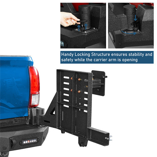 Road Trip Rear Bumper w/ Dual Swing Arms & Tire Carrier & 5.3-Gallon Jerry Can Holder For 2016-2023 Toyota Tacoma - Ultralisk4x4