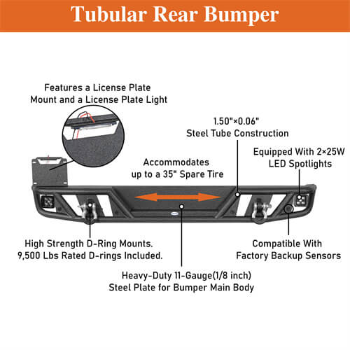 Rock Crawler Rear Bumper For 2018-2024 Jeep Wrangler JL - Ultralisk4x4-u3063s-12