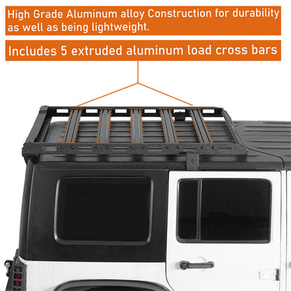 Aluminum Roof Top Cargo Rack (2007-2018 Jeep Wrangler JK Hard Top 2/4 Doors) - Ultralisk4x4