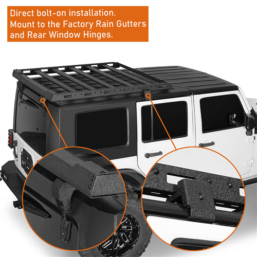 Aluminum Roof Top Cargo Rack (2007-2018 Jeep Wrangler JK Hard Top 2/4 Doors) - Ultralisk4x4