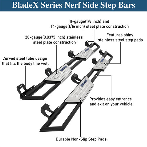Aftermarket Nerf Side Step Bars For 2020-2025 Jeep Gladiator JT - Ultralisk4x4-u7023-10