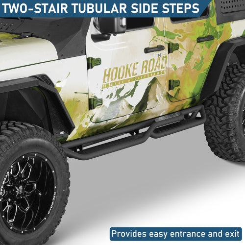 Nerf Side Steps For 2018-2026 Jeep Wrangler JL 4-Door Two-Stair - Ultralisk4x4