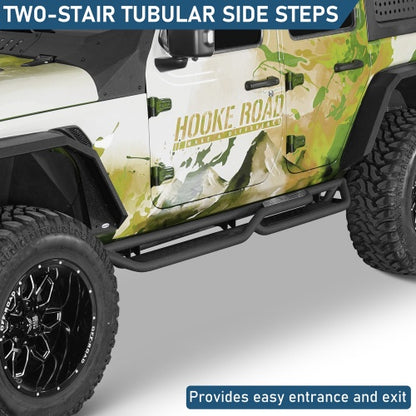 Nerf Side Steps For 2018-2026 Jeep Wrangler JL 4-Door Two-Stair - Ultralisk4x4