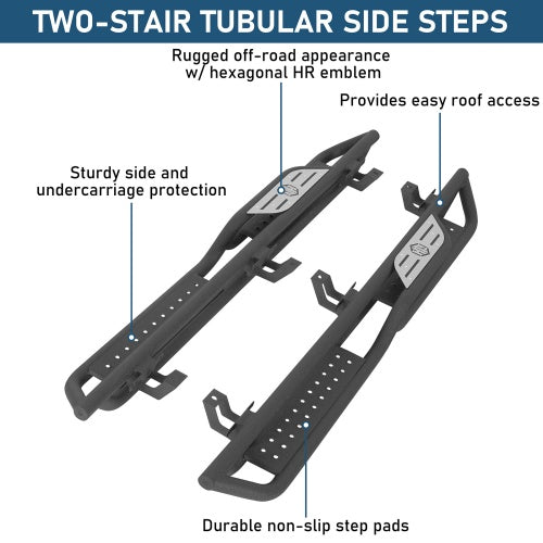 Nerf Side Steps For 2018-2026 Jeep Wrangler JL 4-Door Two-Stair - Ultralisk4x4