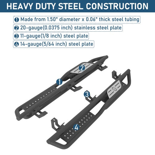 Nerf Side Steps For 2018-2026 Jeep Wrangler JL 4-Door Two-Stair - Ultralisk4x4