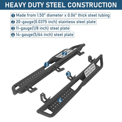 Nerf Side Steps For 2018-2026 Jeep Wrangler JL 4-Door Two-Stair - Ultralisk4x4