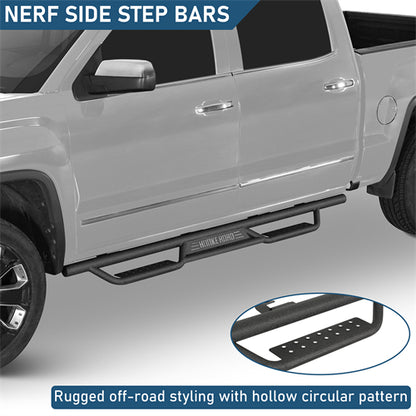 Nerf Side Step Bars For 2007-2018 Chevy Silverado/GMC Sierra 1500 | Crew Cab; 2007-2019 Chevy Silverado/GMC Sierra 2500 HD 3500 HD | Crew Cab - Ultralisk4x4