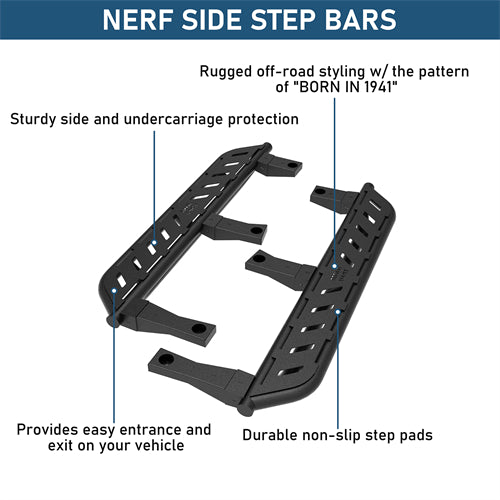 Nerf Side Step Bars For 1987-1995 Jeep Wrangler YJ - Ultralisk4x4