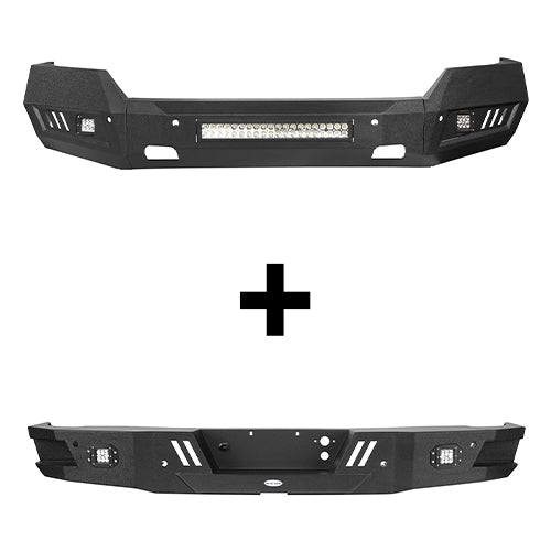 Black Steel Front Bumper For 2016-2018 Chevy Silverado 1500 – With Fog Light Holes, Primered